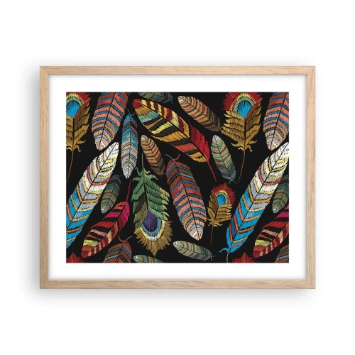 Poster in light oak frame - Bird Carnival - 50x40 cm