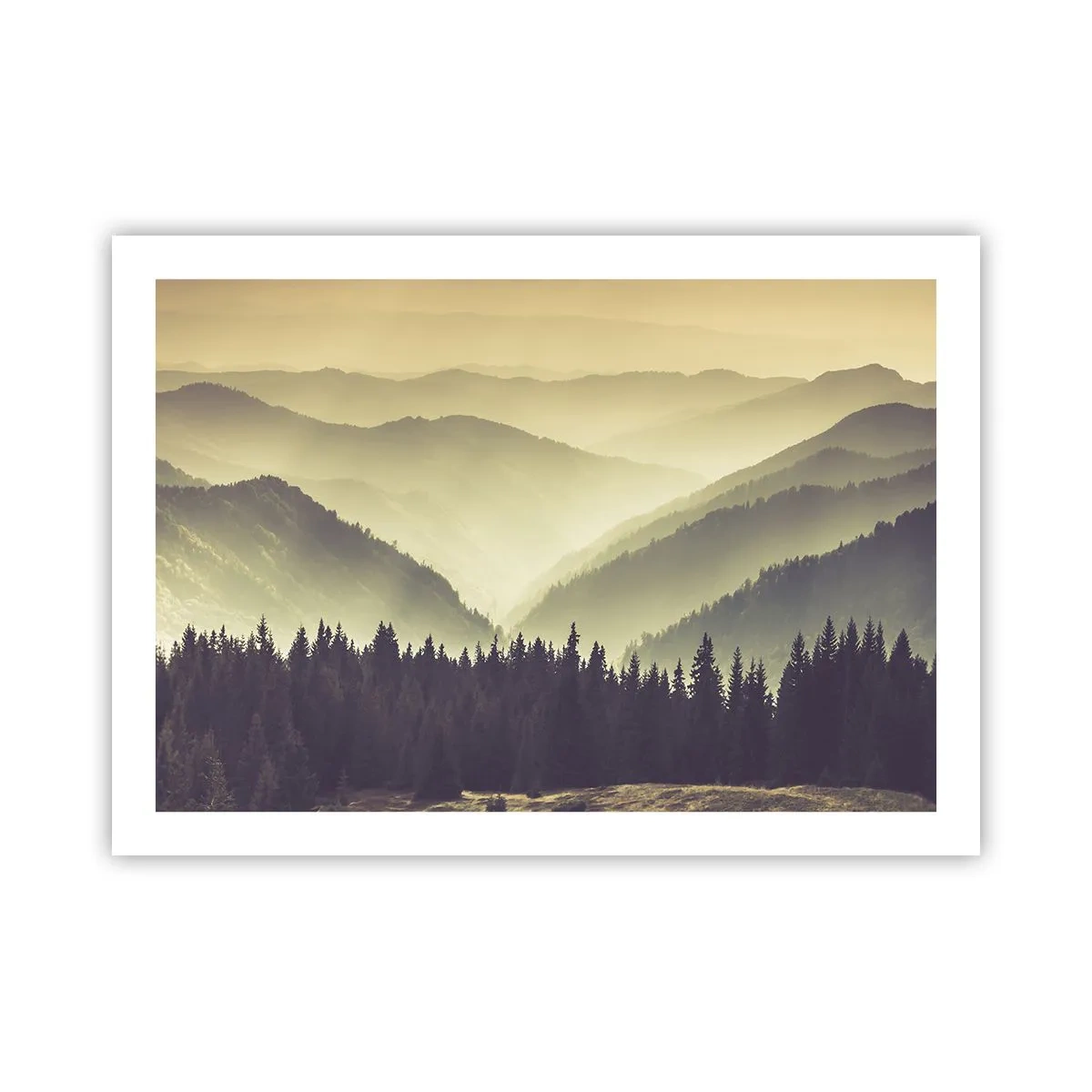 Poster - In a Faraway Land, Past the Mountains - 70x50 cm