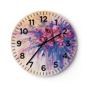 Wall clock - Clock on glass - Rose Fountain - 30x30 cm