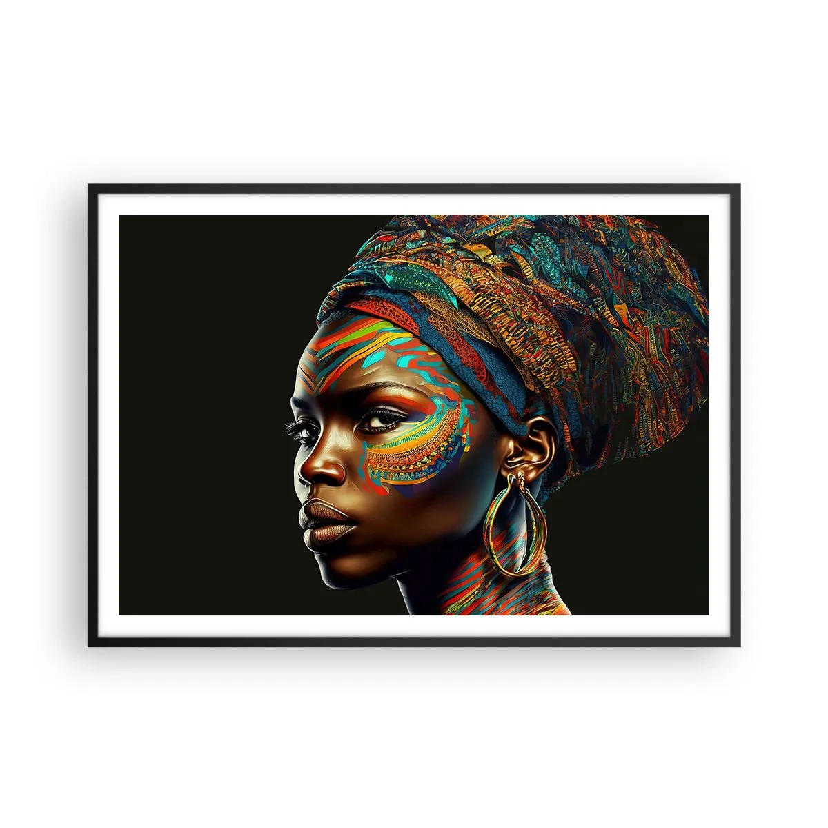 Poster in black frame - African Queen - 100x70 cm