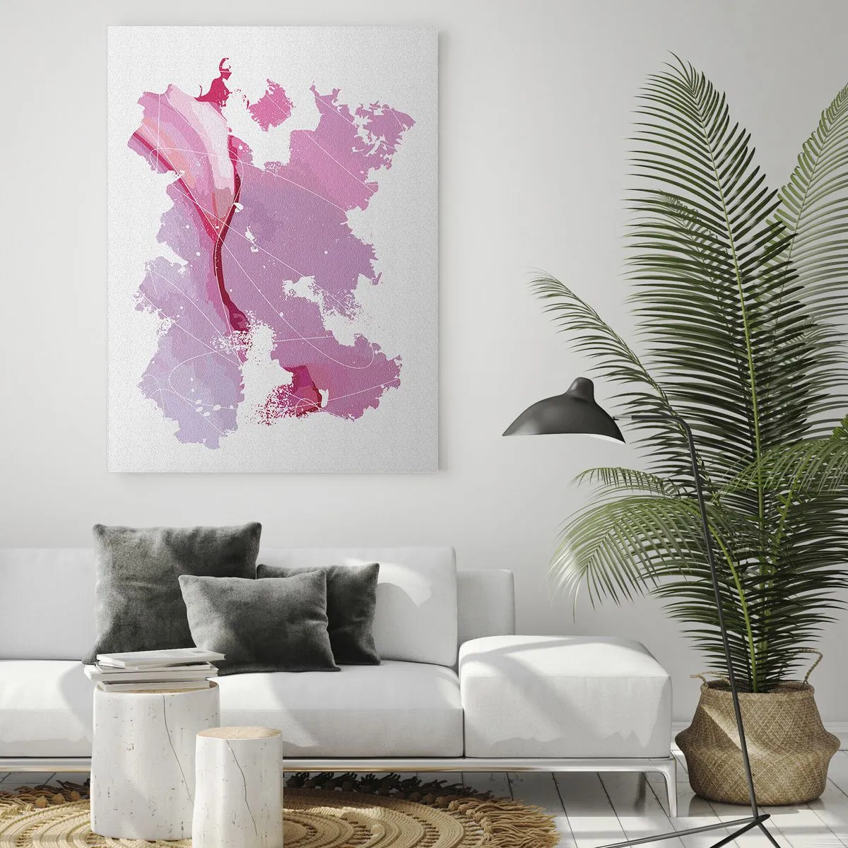Glass picture - Map of a Pink World - 70x100 cm