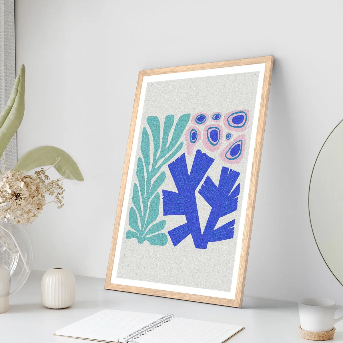 Poster in light oak frame - Underwater Garden - 70x100 cm