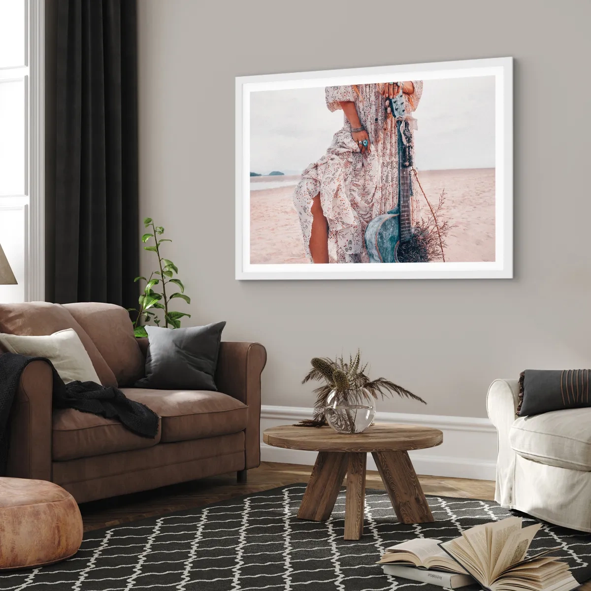 Poster in white frmae - Flower Chidlren on their Way - 70x50 cm