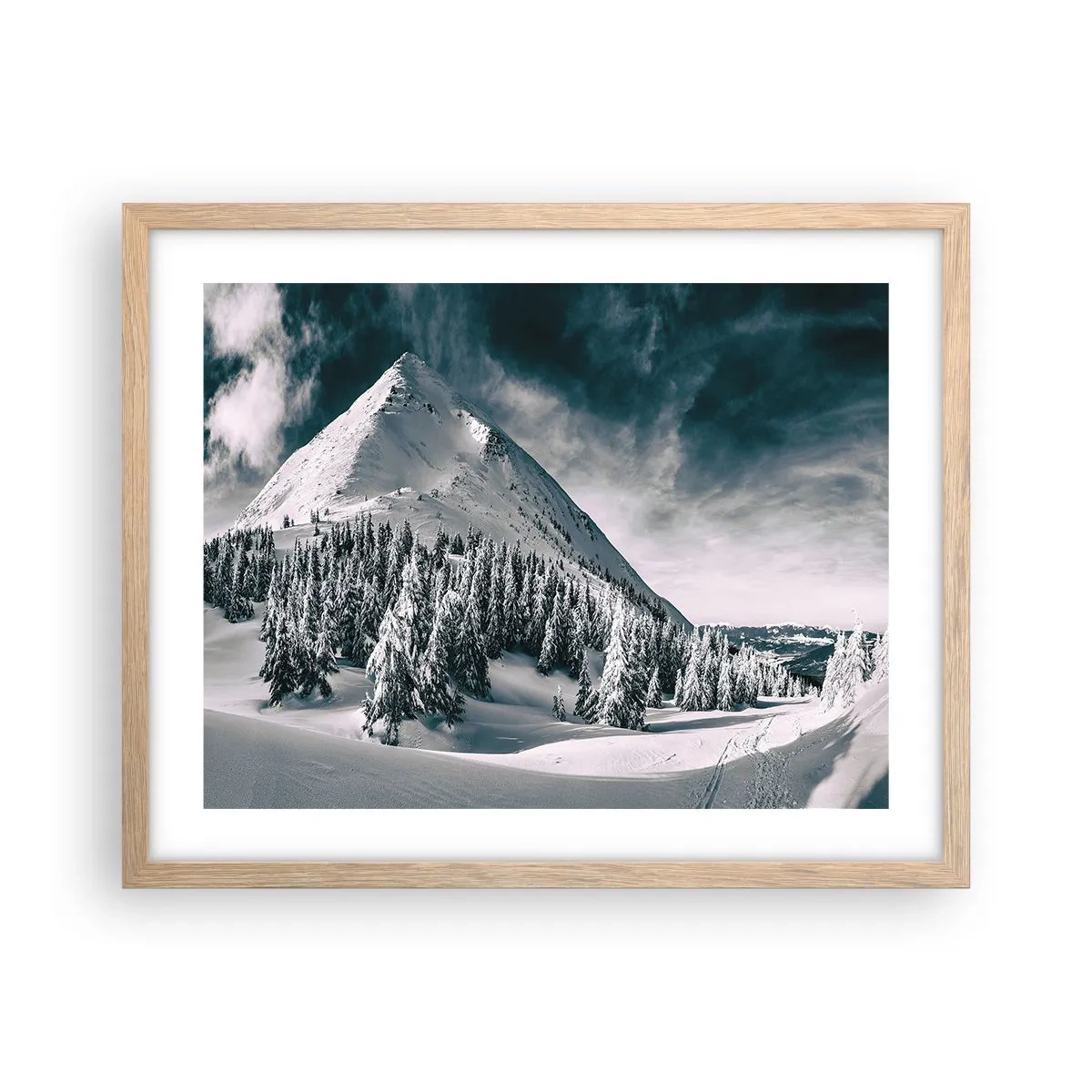 Poster in light oak frame - Land of Snow and Ice - 50x40 cm