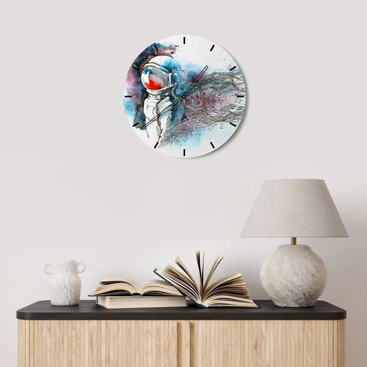 Wall clock - Clock on glass - Alone In Space - 40x40 cm