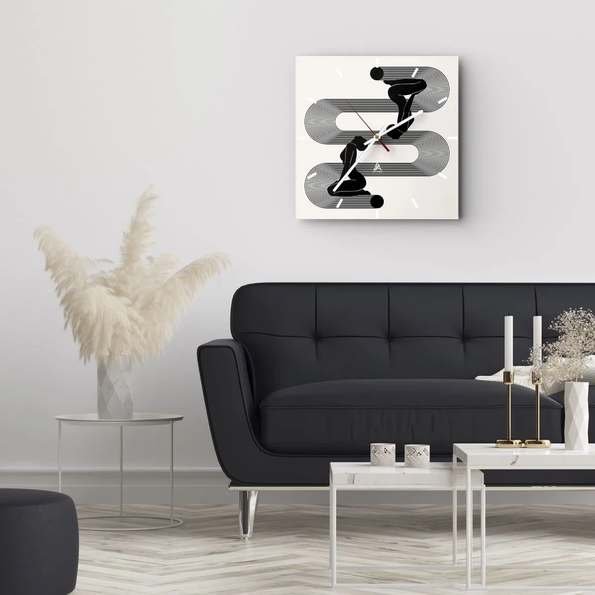 Wall clock - Clock on glass - Sensual Symmetry - 30x30 cm