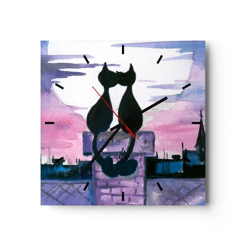 Wall clock - Clock on glass - Rendezvous under the Moon - 30x30 cm