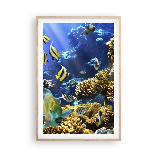 Poster in light oak frame - Big Traffic to Holiday Destination - 61x91 cm