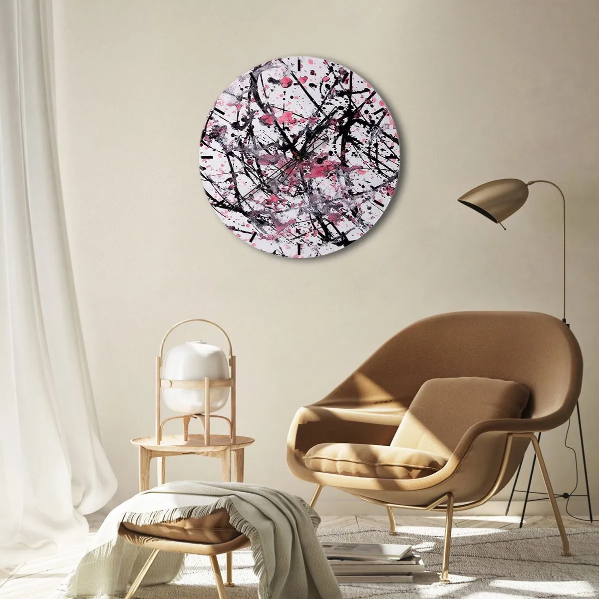 Wall clock - Clock on glass - Fleeting Nature of Life - 40x40 cm