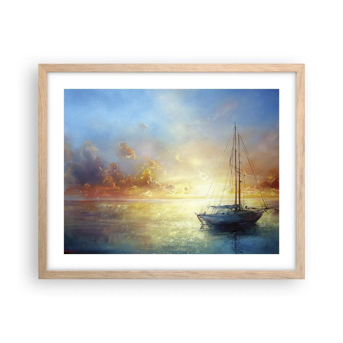 Poster in light oak frame - In a Golden Bay - 50x40 cm