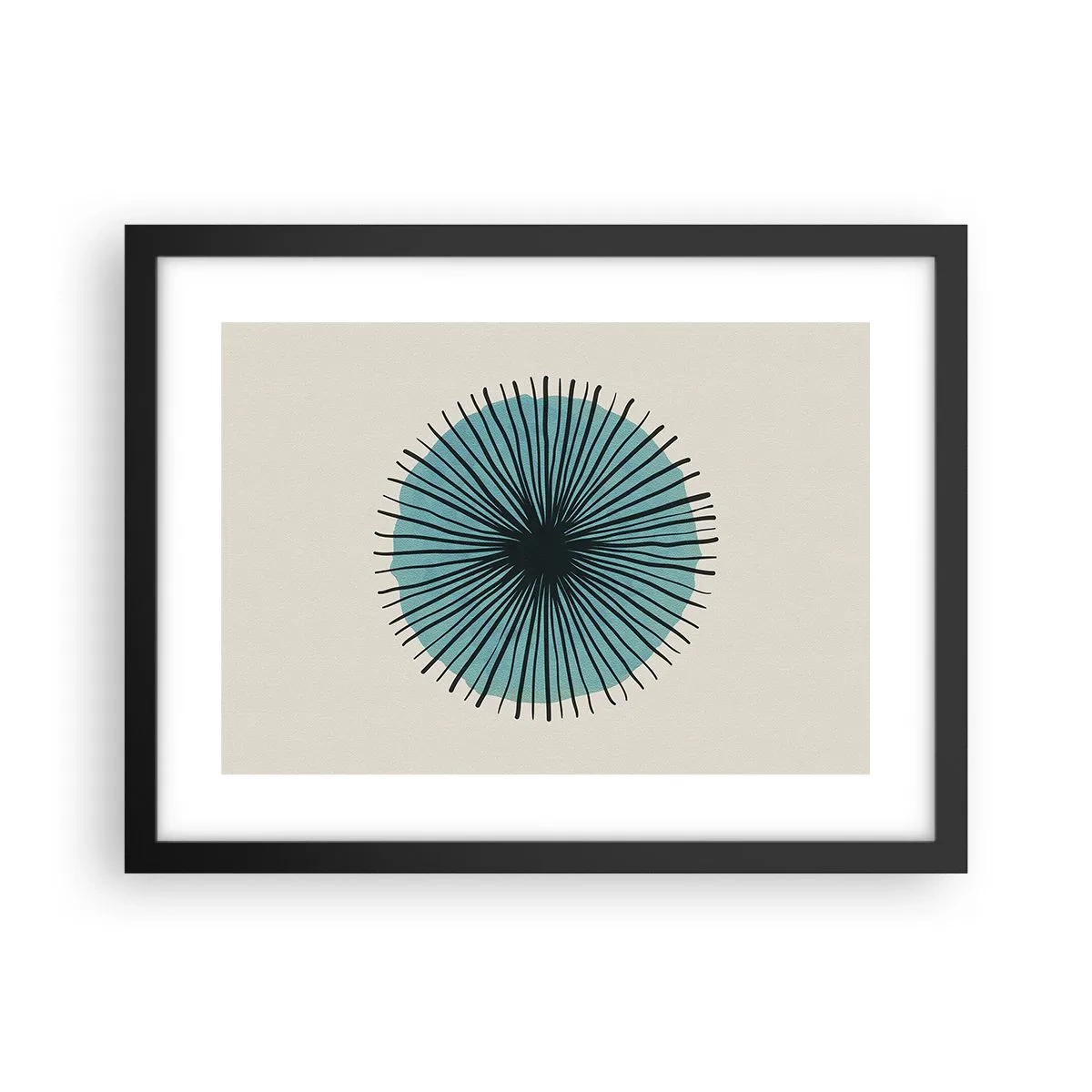 Poster in black frame - Rays on Blue - 40x30 cm