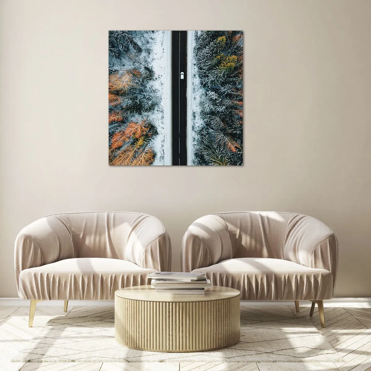 Glass picture - Through a Wintery Forest - 30x30 cm