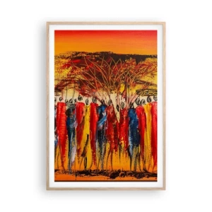 Poster in light oak frame - Marching in the Rhythm of Tam-tam - 70x100 cm