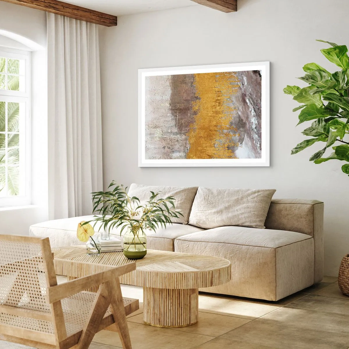 Poster in white frmae - Golden Blast - 91x61 cm