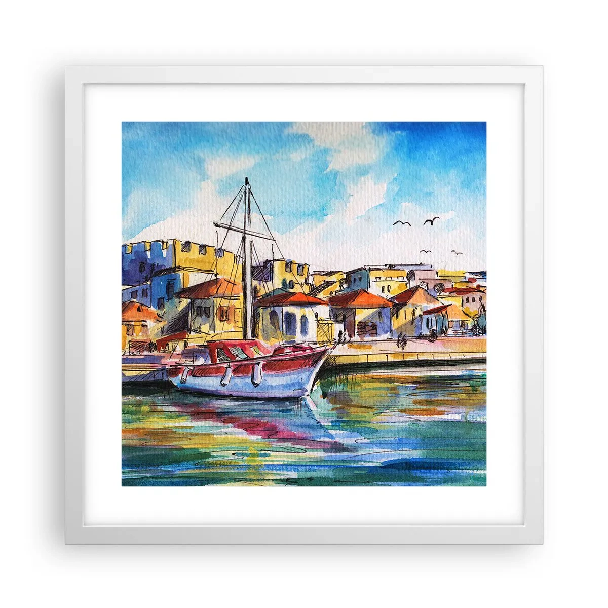 Poster in white frmae - Rainbow Afternoon - 40x40 cm