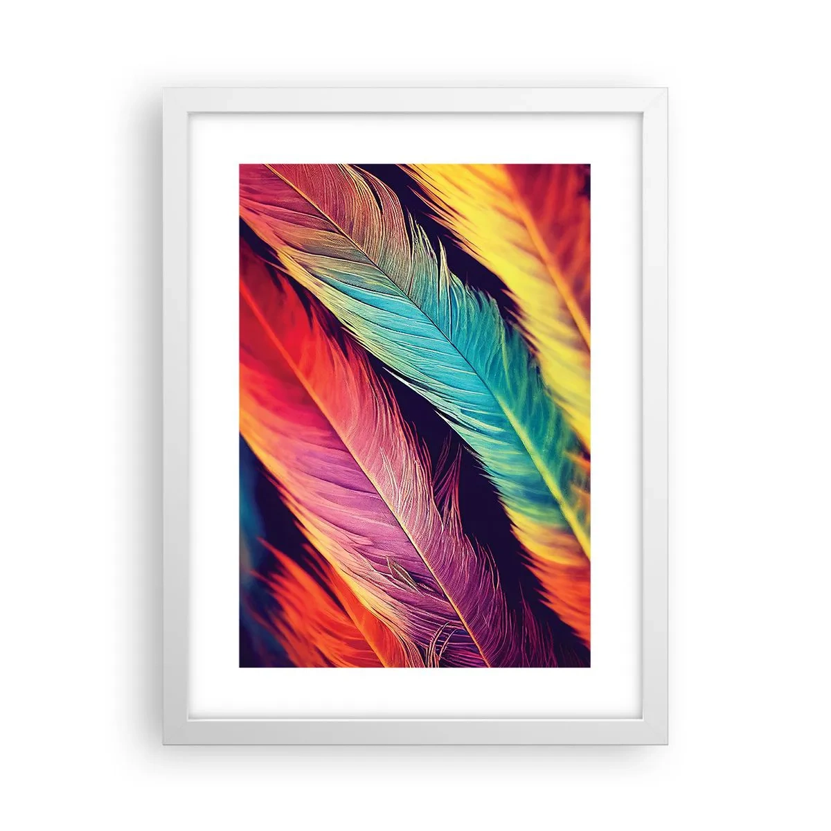 Poster in white frmae - Feathered Rainbow - 30x40 cm