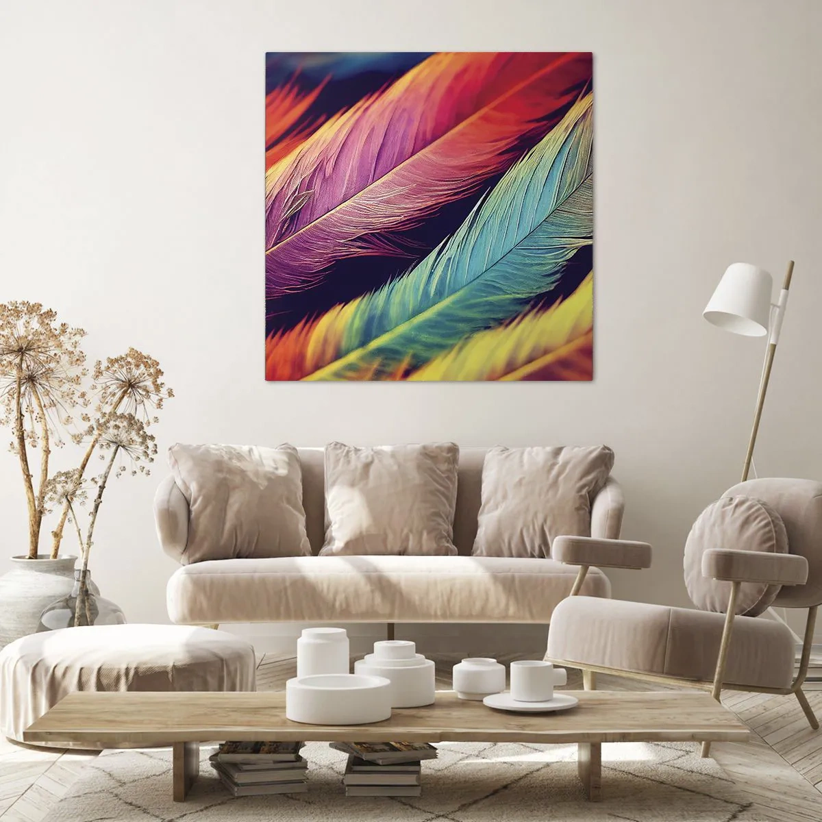 Canvas picture - Feathered Rainbow - 70x70 cm