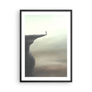 Poster in black frame - Silhouette of a woman standing on the edge of a cliff - 50x70cm - Upwards, Naturally! - Modern wall decoration for the living room and bedroom ARTTOR