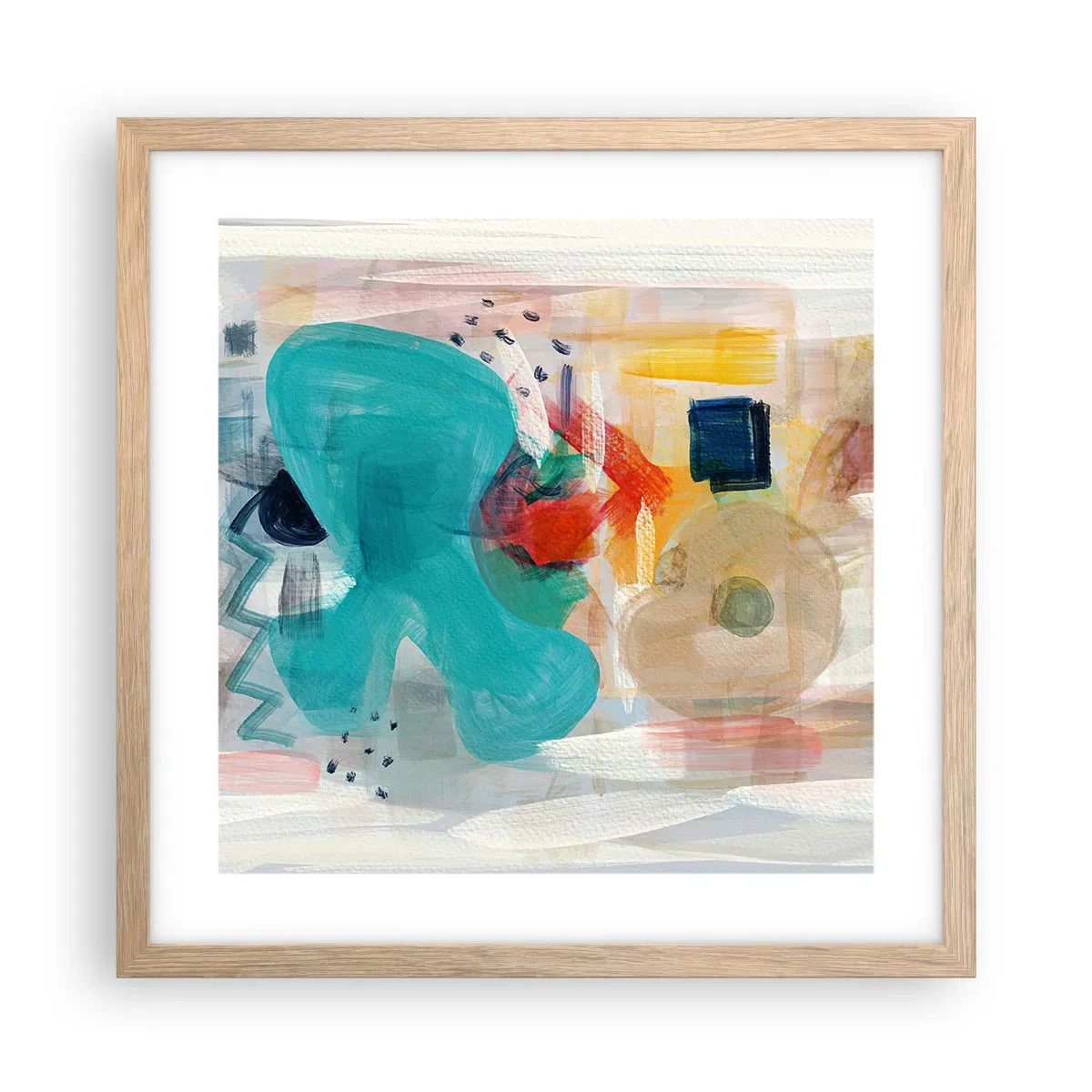 Poster in light oak frame - Colourful Game - 40x40 cm