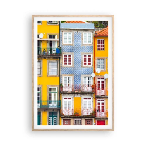 Poster in light oak frame - Colours of Old Town - 70x100 cm