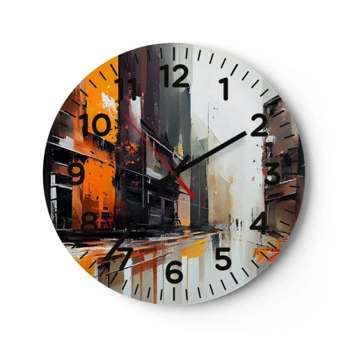 Wall clock - Clock on glass - Rainy Day - 40x40 cm