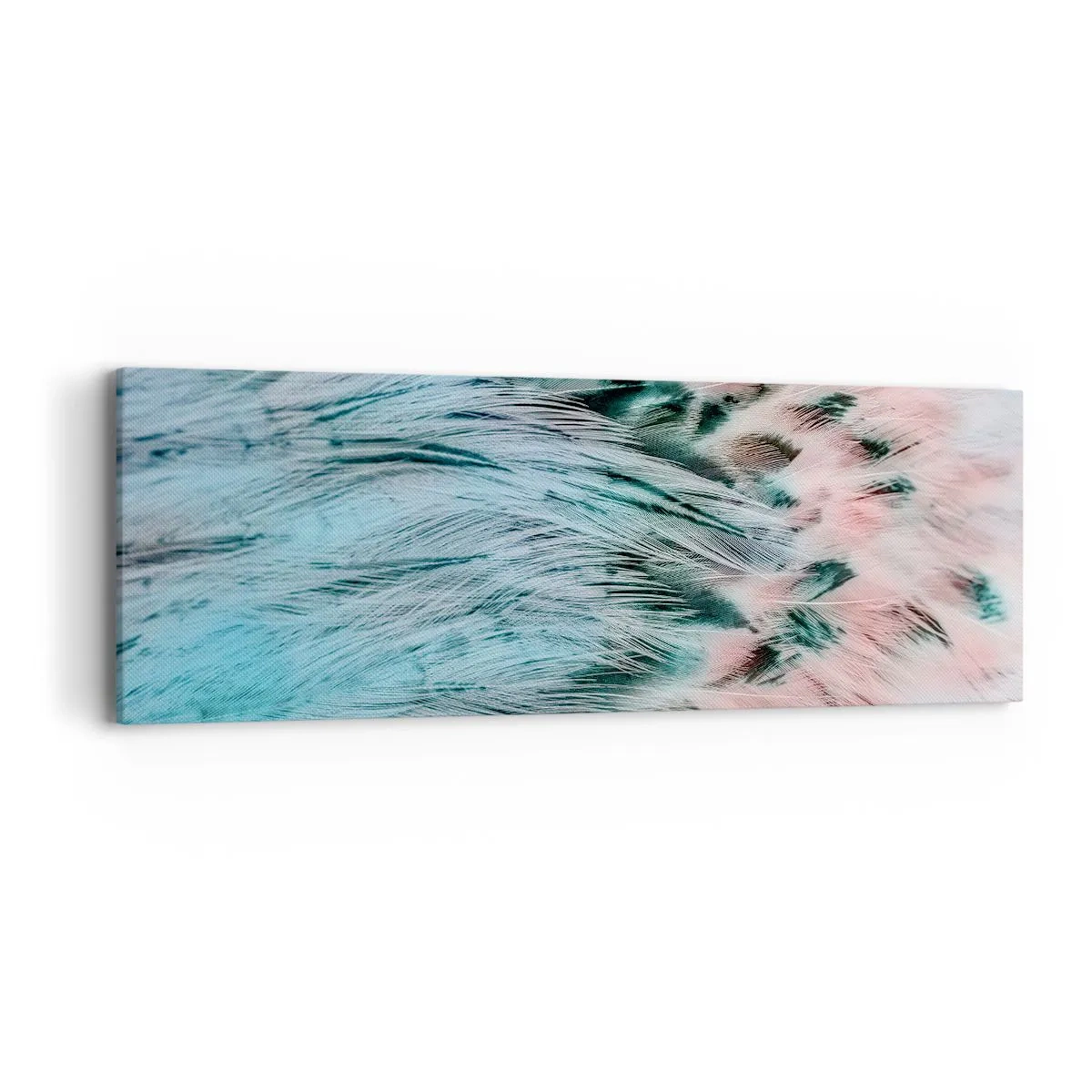 Canvas picture - Sapphire and Pink Feathers - 90x30 cm