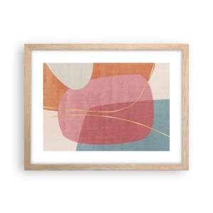 Poster in light oak frame - Pastel Composition with a Golden Note - 40x30 cm