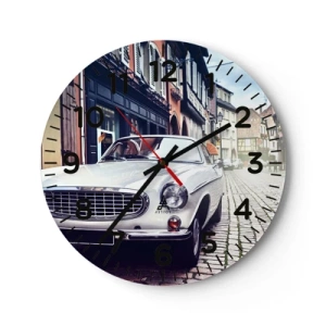 Wall clock - Clock on glass - The Past Is Today - 30x30 cm