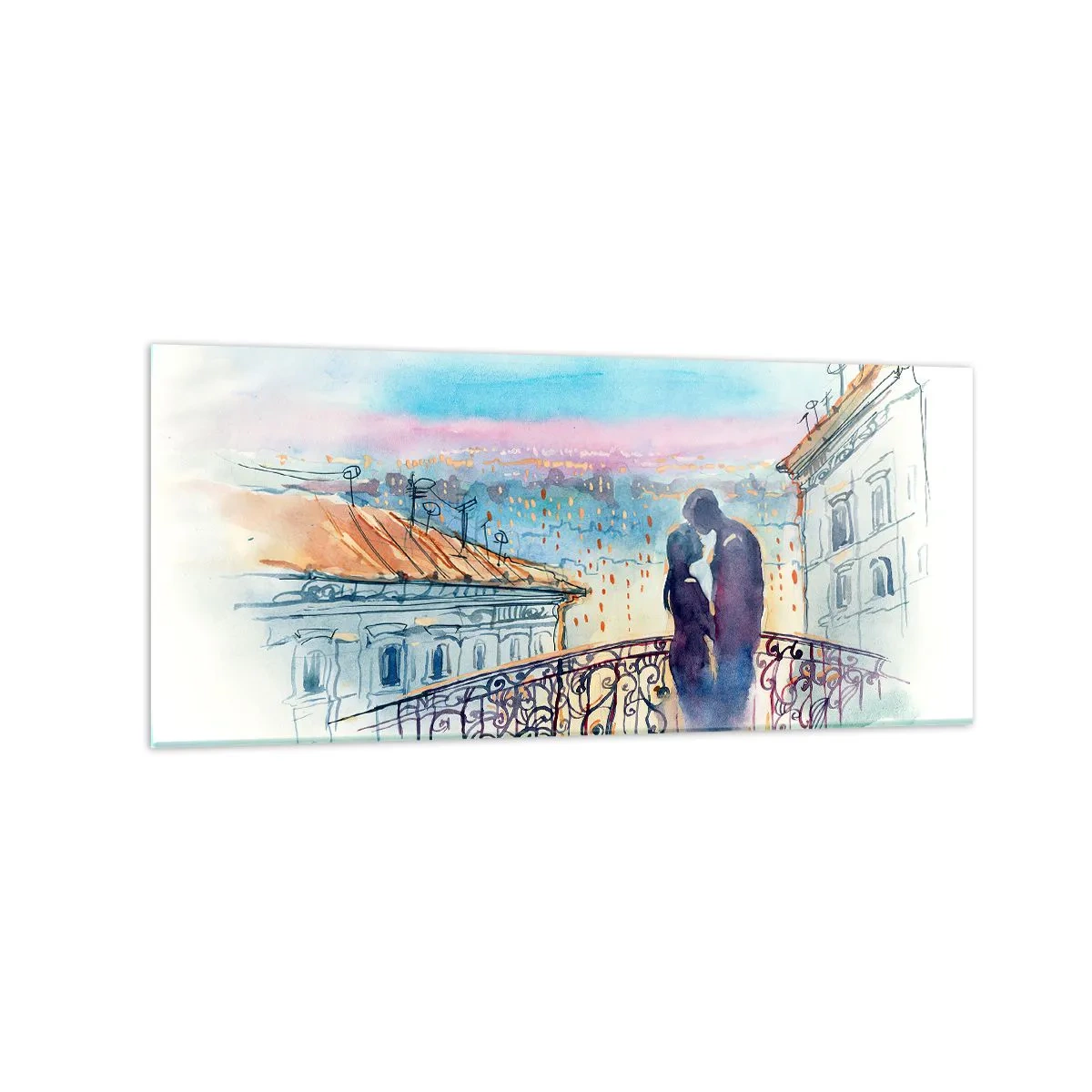 Glass picture - Parisian Lovers - 120x50 cm