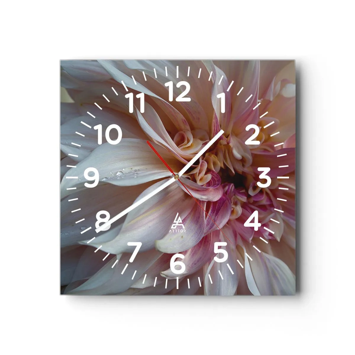 Wall clock - Clock on glass - Blooming Freshness - 30x30 cm