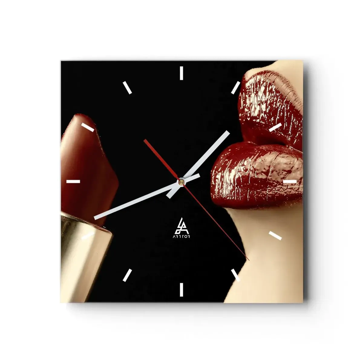 Wall clock - Clock on glass - Sensuality and Glow of Carmine - 40x40 cm