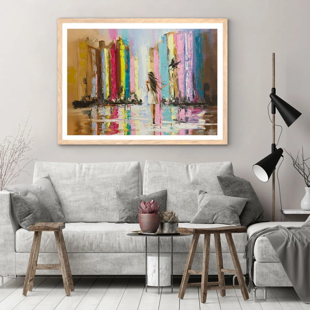 Poster in light oak frame - Follow Me - 91x61 cm