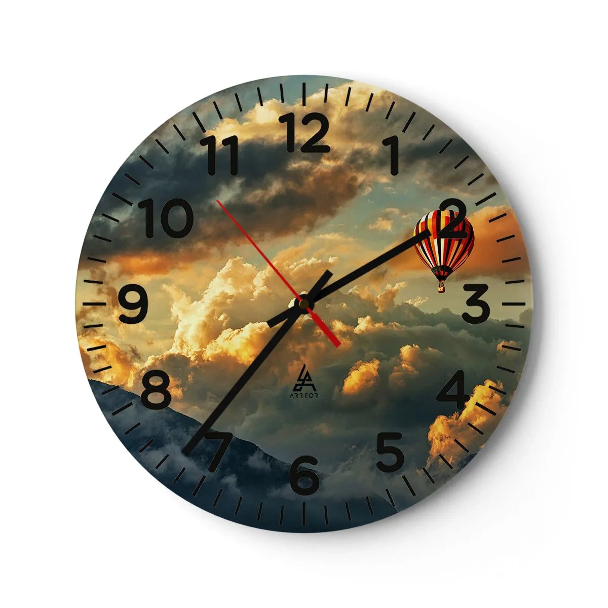 Wall clock - Clock on glass - I Like Flying - 40x40 cm
