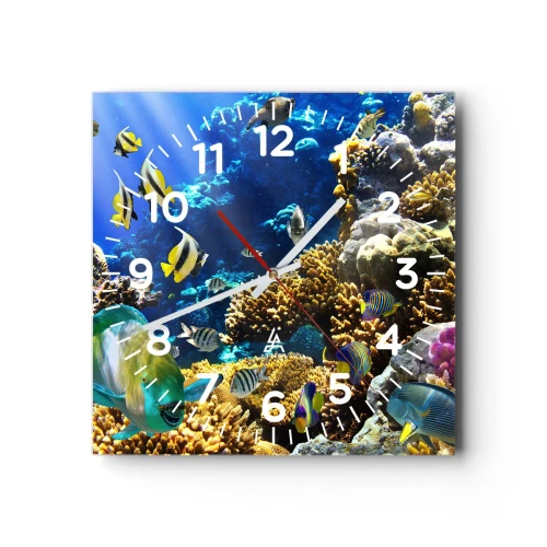 Wall clock - Clock on glass - Big Traffic to Holiday Destination - 30x30 cm
