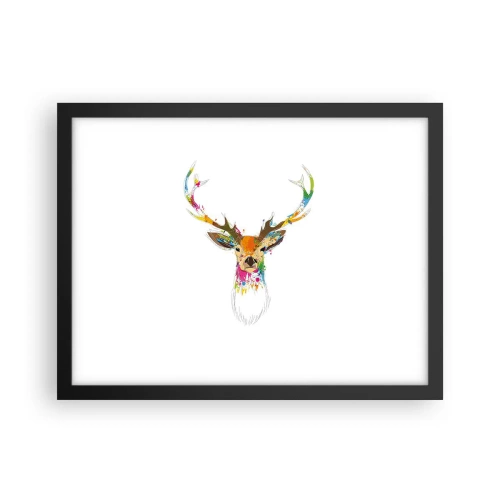 Poster in black frame - Deer Bathed in Colour - 40x30 cm