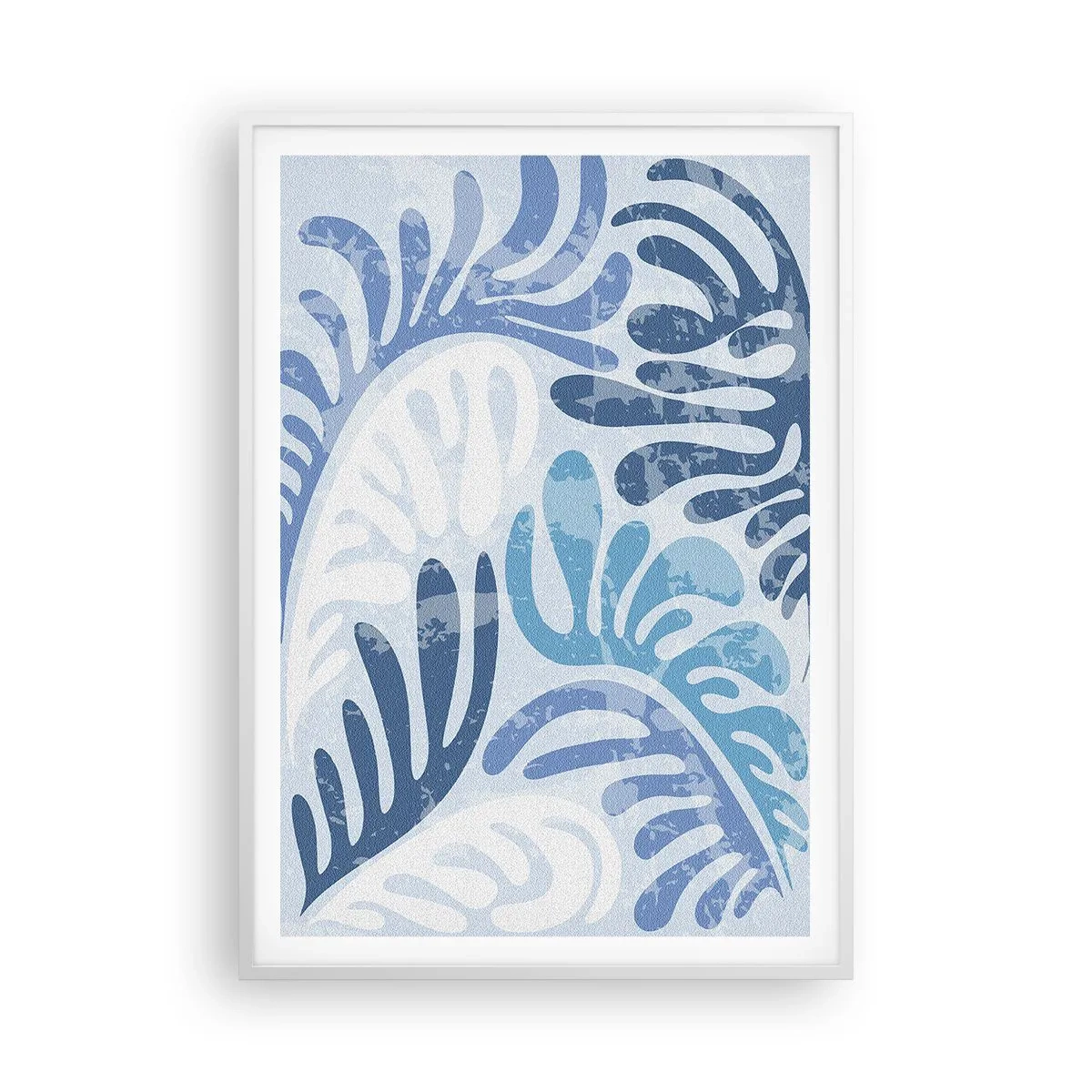 Poster in white frmae - Blue Ferns - 70x100 cm