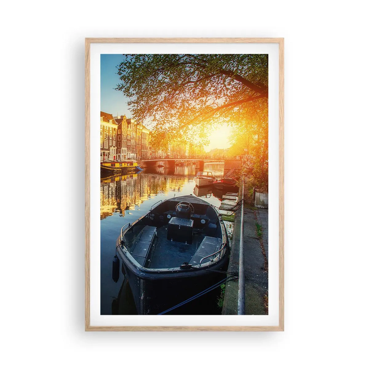Poster in light oak frame - Morning in Amsterdam - 61x91 cm