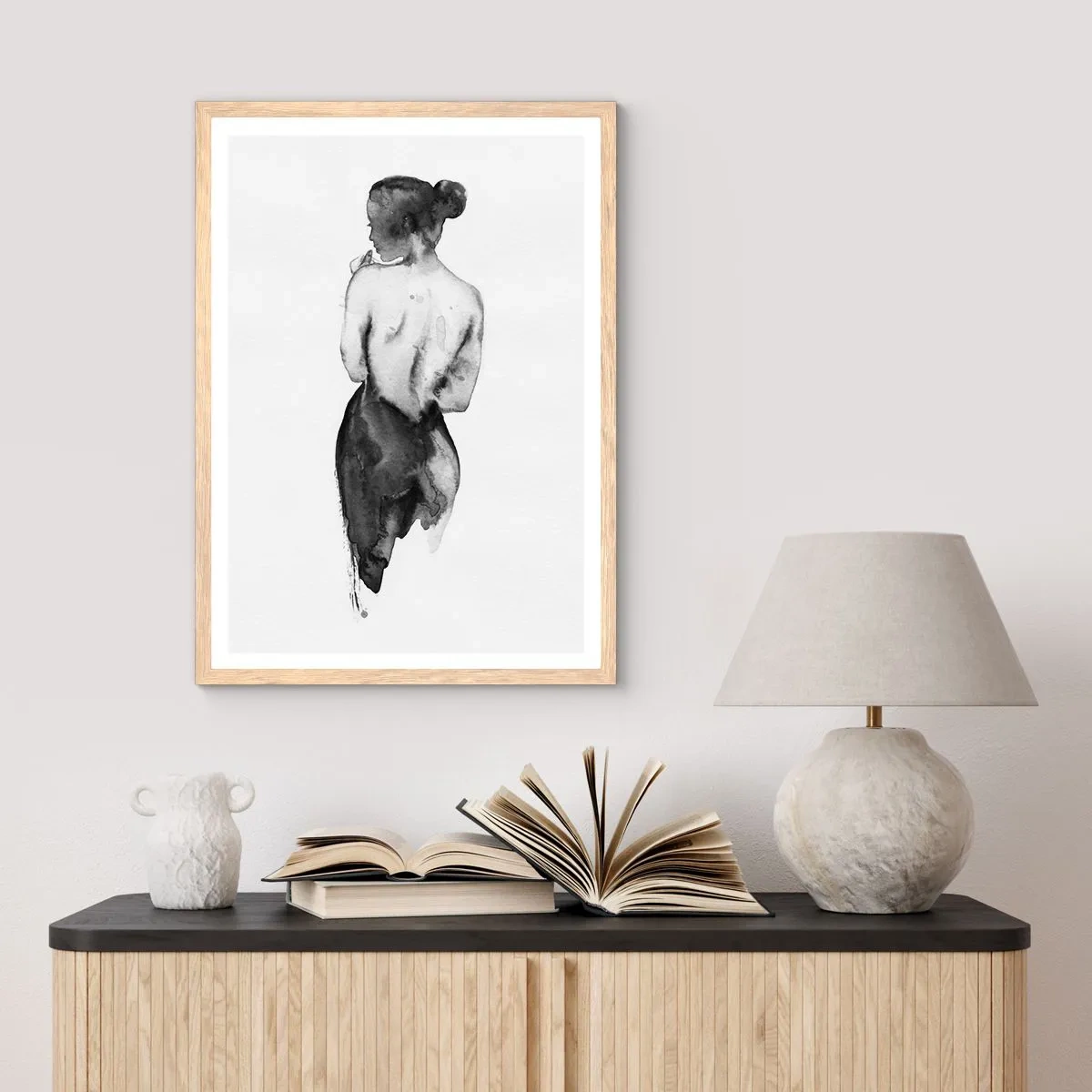 Poster in light oak frame - By Her Side the World Disappears - 40x50 cm