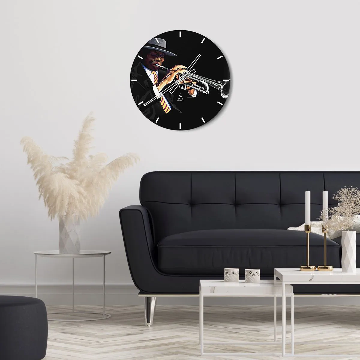 Wall clock - Clock on glass - Charm of Old School - 30x30 cm
