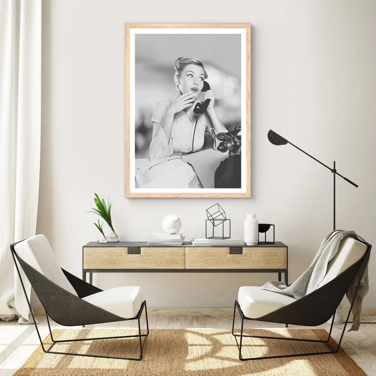 Poster in light oak frame - Hello, Here Come the 50-ies - 70x100 cm