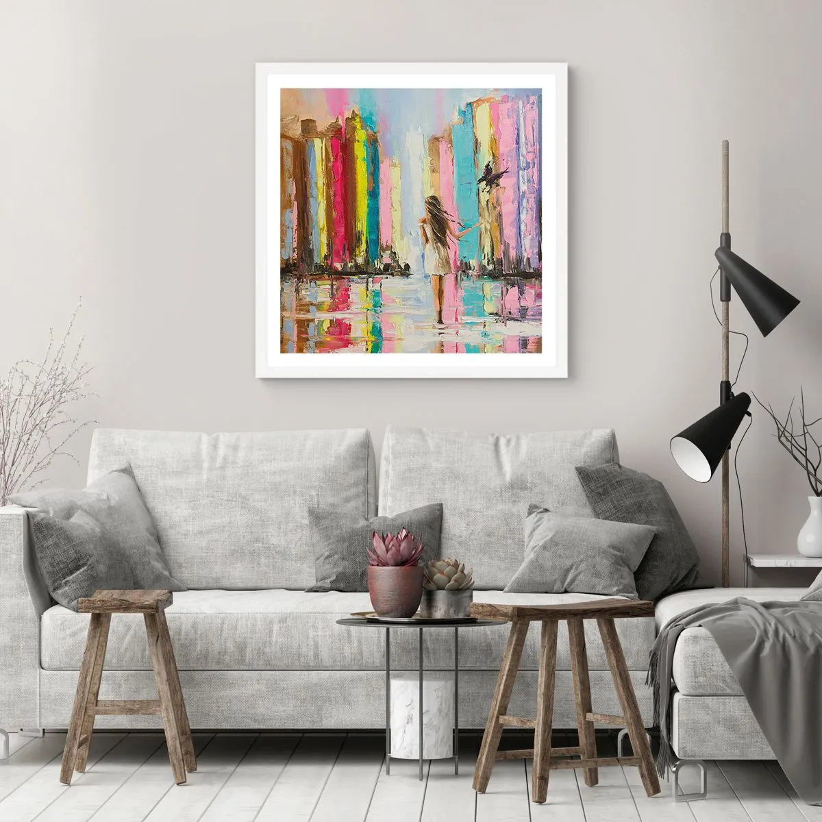 Poster in white frmae - Follow Me - 60x60 cm