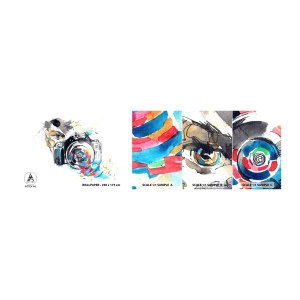 Photo Wallpaper Sample Self-Adhesive Deluxe Sticker - In the Eye of the Lens - Abstraction, Camera, Photographer - 100x30 cm