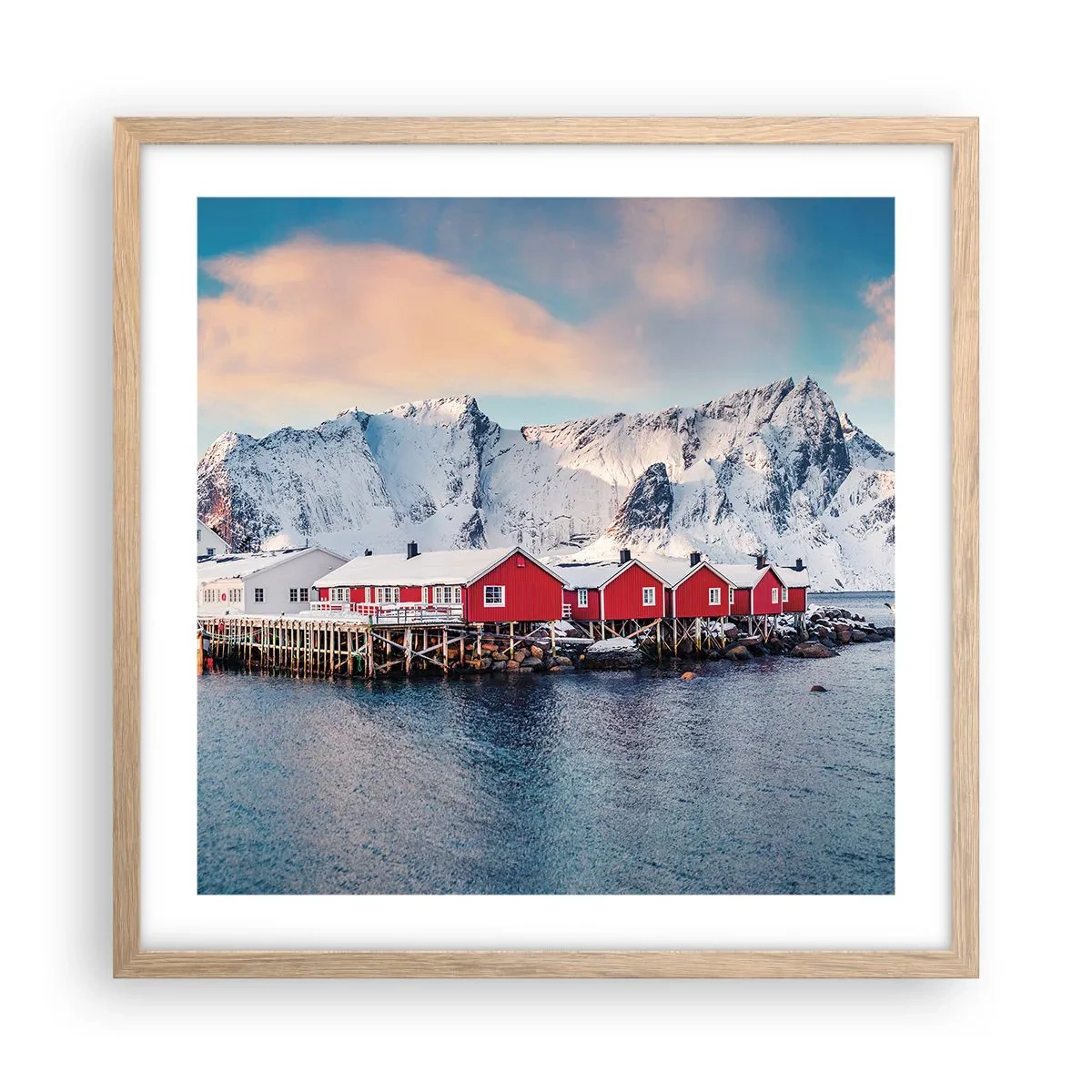 Poster in light oak frame - Northern Retreat - 50x50 cm