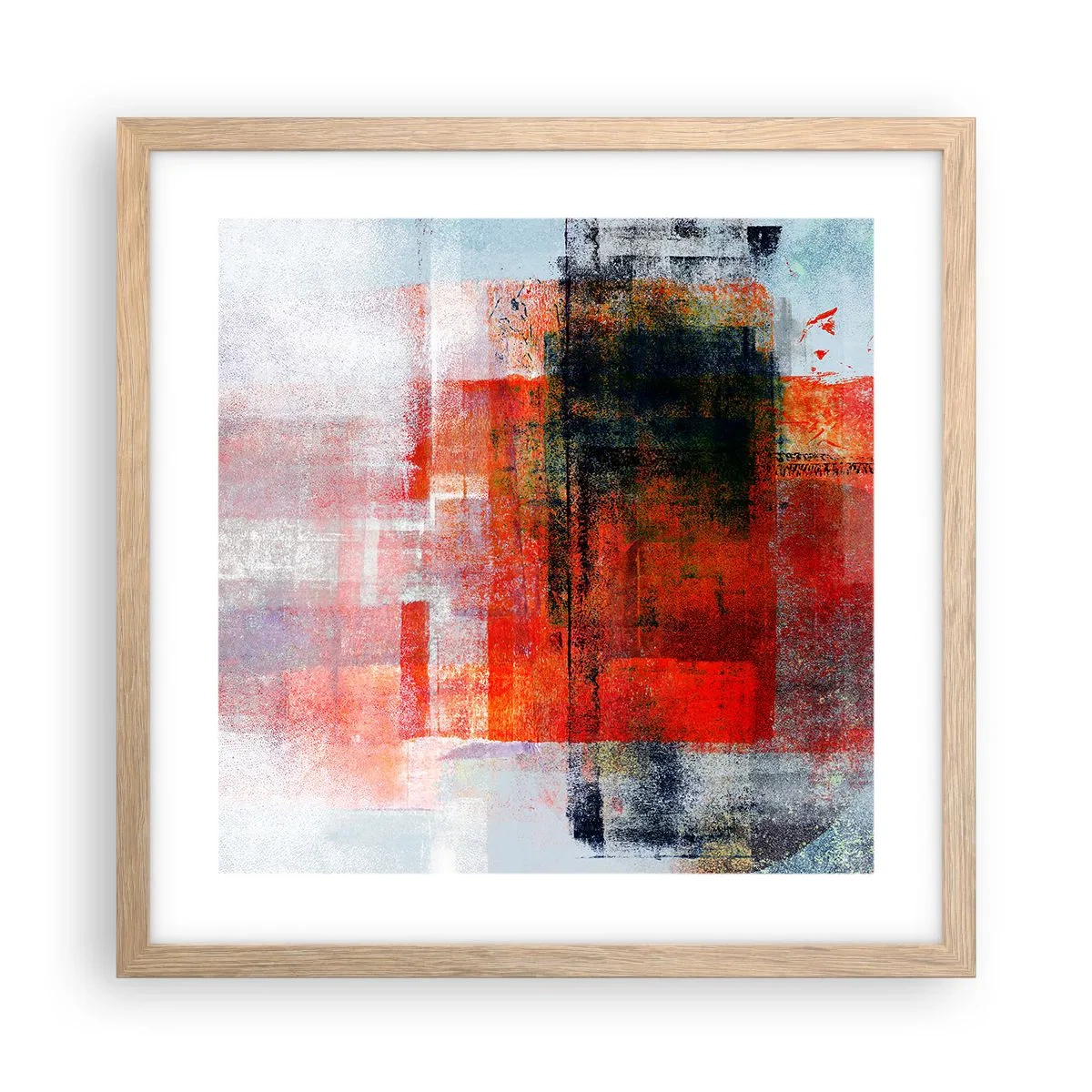 Poster in light oak frame - Glowing Composition - 40x40 cm