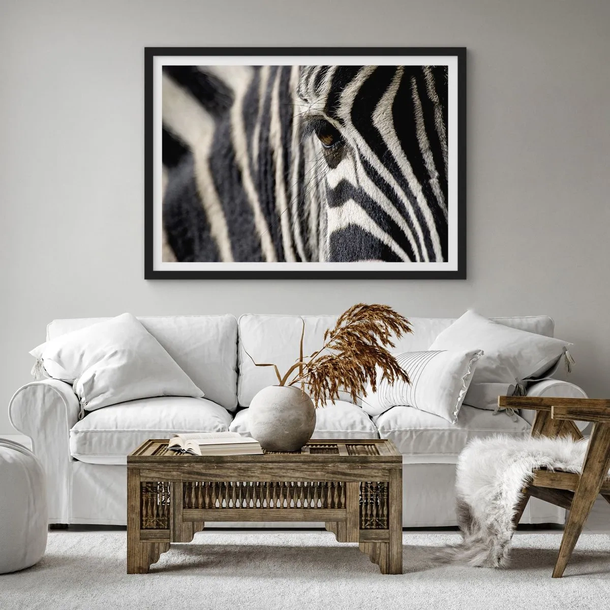 Poster in black frame - Striped Portrait - 40x30 cm