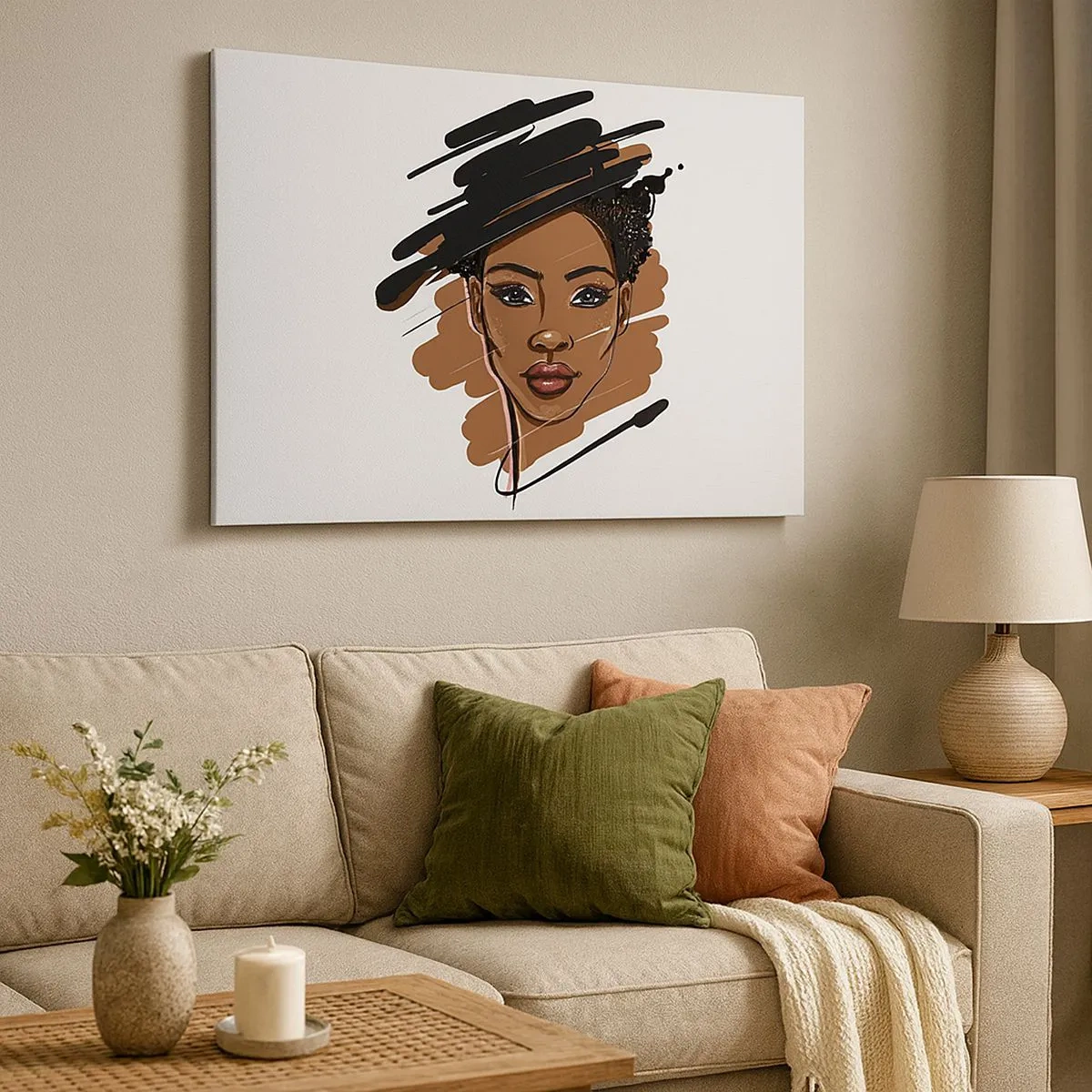 Canvas picture - Portrait of a woman with artistic paint strokes - 70x50cm - Sweet Like Chocolate - Modern wall decoration for the living room and bedroom ARTTOR