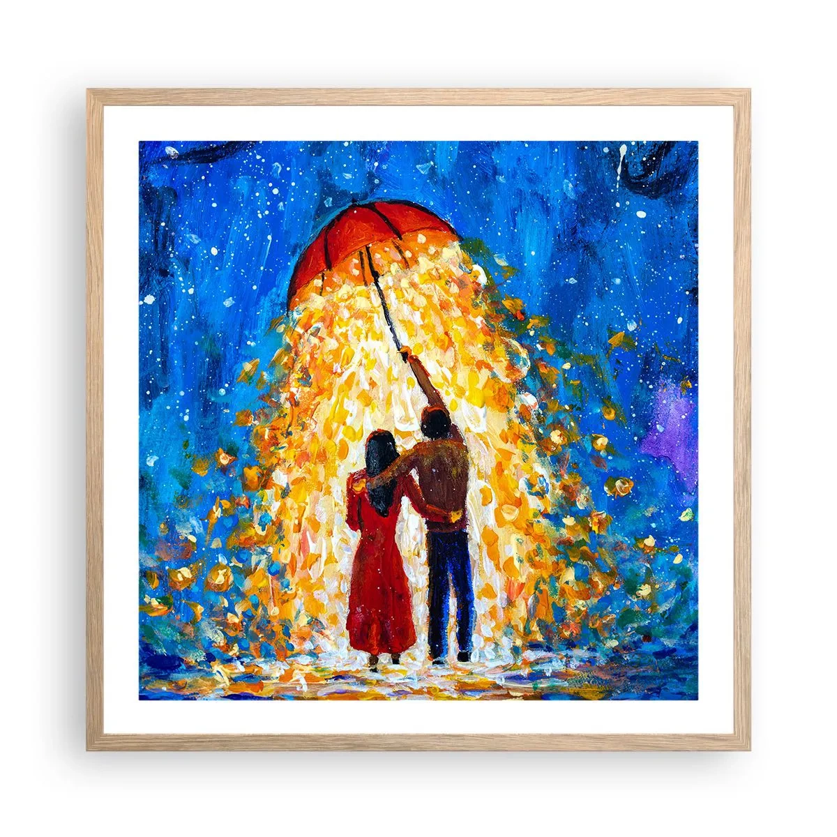 Poster in light oak frame - Magic of a Rainy Evening? - 60x60 cm