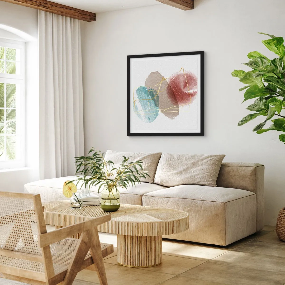 Poster in black frame - Beads of Space - 40x40 cm