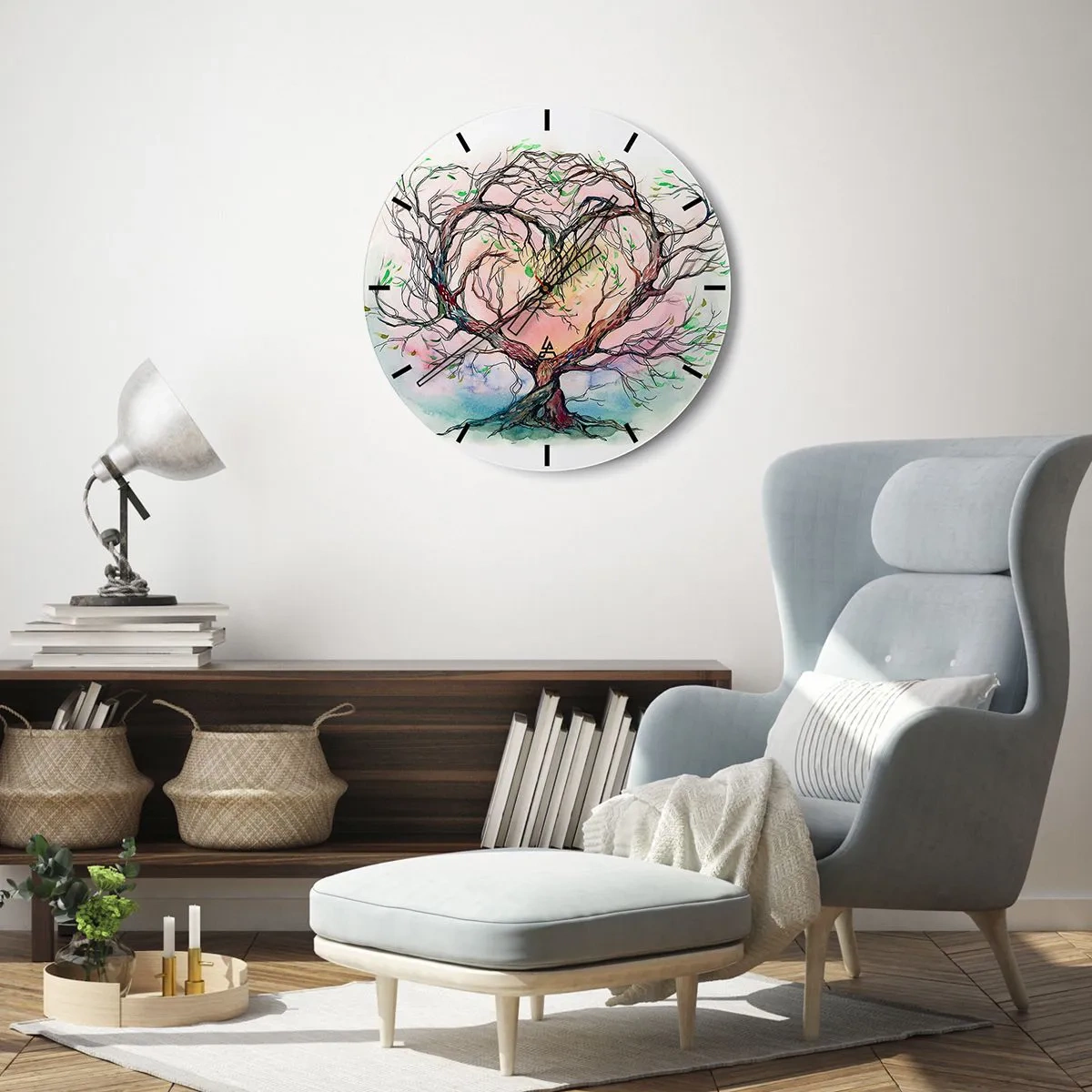 Wall clock - Clock on glass - Together Against the Wind - 30x30 cm