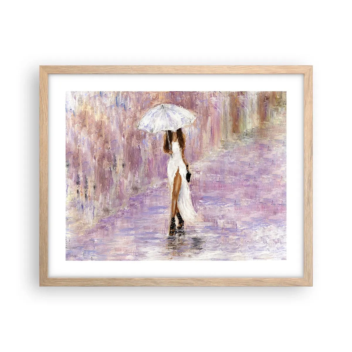 Poster in light oak frame - In Liliac Rain - 50x40 cm